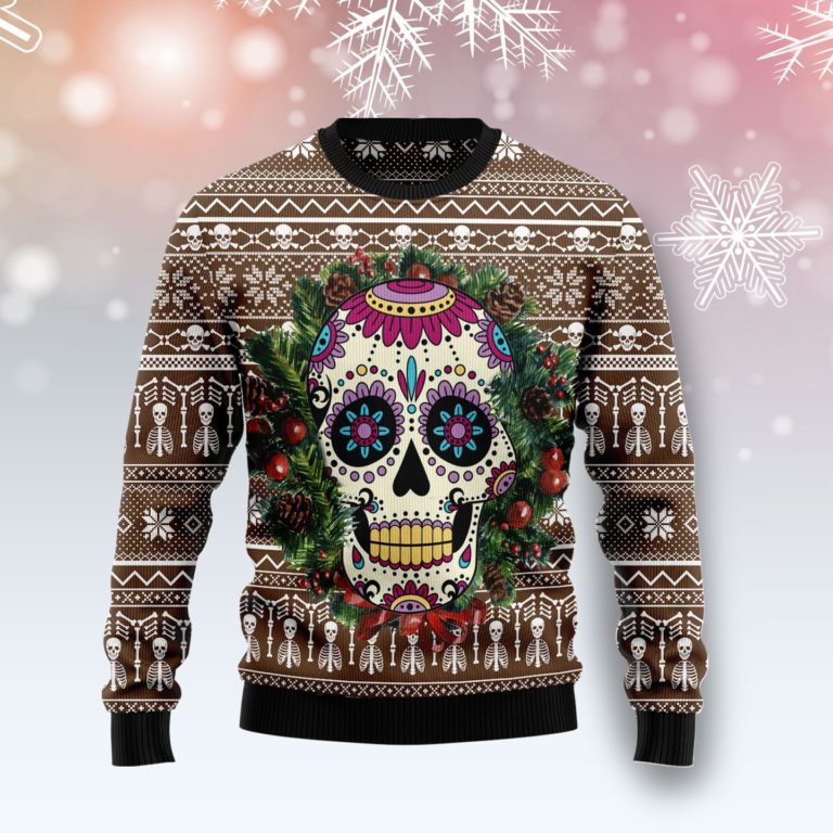 Awesome Sugar Skull Christmas Wool Sweater