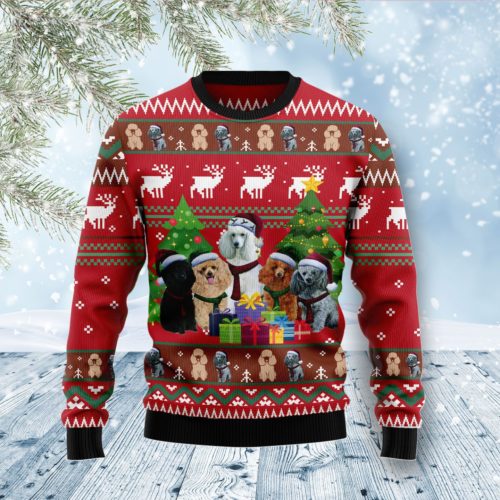 Poodle Family Snow DNA Christmas Wool Sweater | RobinPlaceFabrics ...