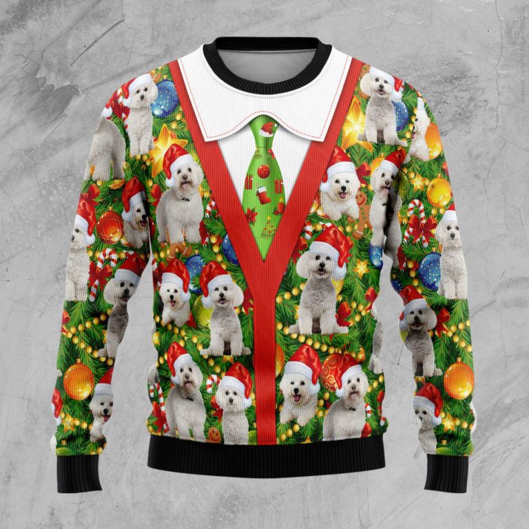 Bichon Xmas Pine Christmas Wool Sweater