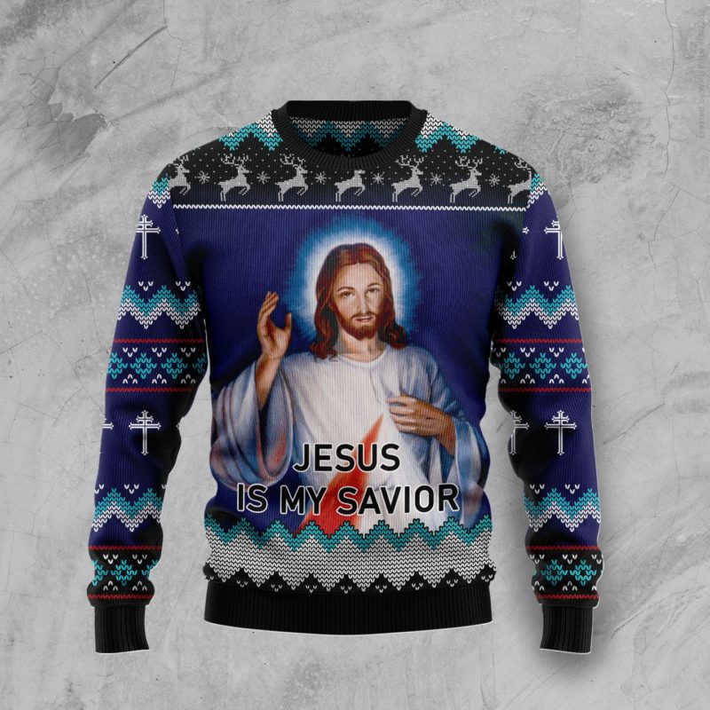 Jesus Is My Savior Christmas Wool Sweater - RobinPlaceFabrics