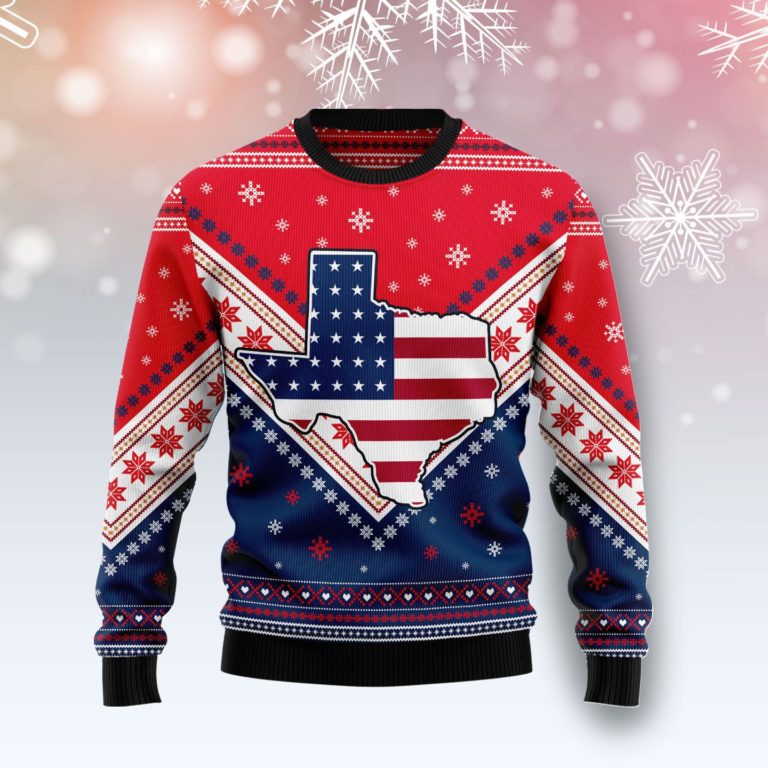 Texas USA Flag Christmas Wool Sweater