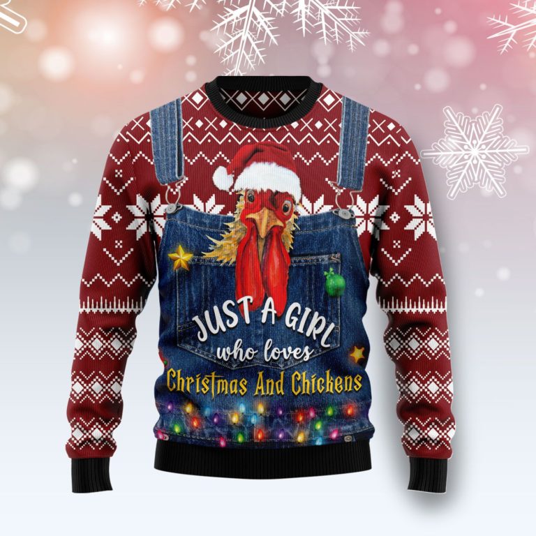 Just A Girl Who Loves Christmas And Chickens Christmas Wool Sweater