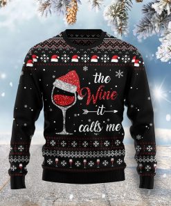 Red Wine It Calls Me Christmas Wool Sweater Red Wine It Calls Me Christmas Wool Sweater