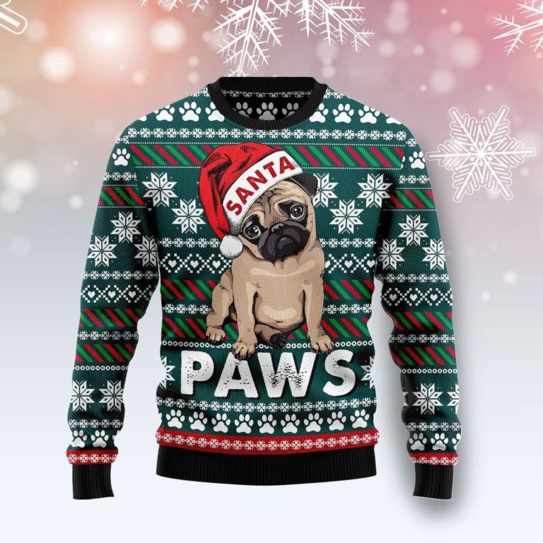 Pug Santa Paws Christmas Wool Sweater