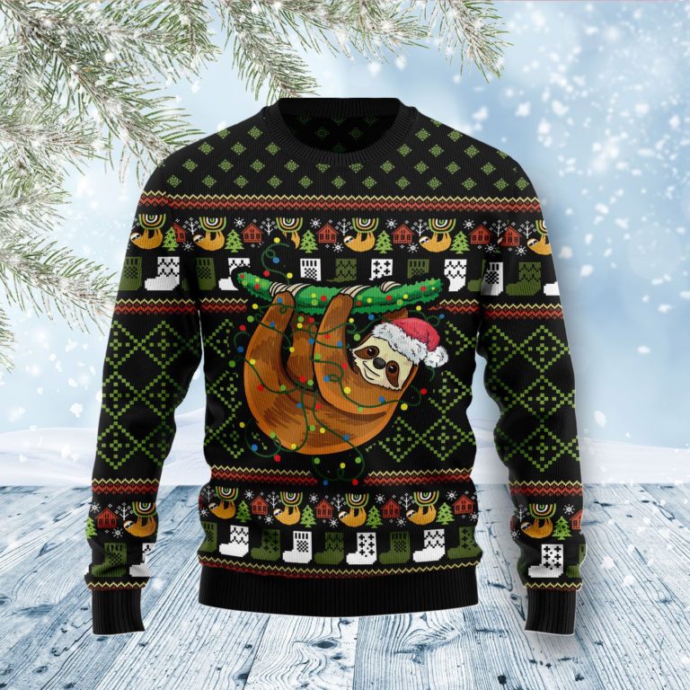 Sloth Light Christmas Wool Sweater