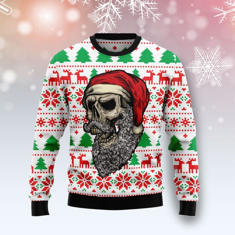 Skull Santa Claus Costume Christmas Wool Sweater
