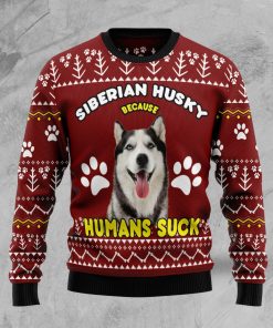 Siberian Husky Because Humans Suck Christmas Wool Sweater Siberian Husky Because Humans Suck Christmas Wool Sweater