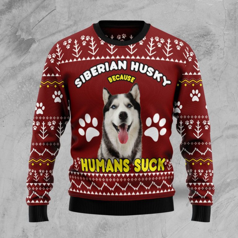 Siberian Husky Because Humans Suck Christmas Wool Sweater