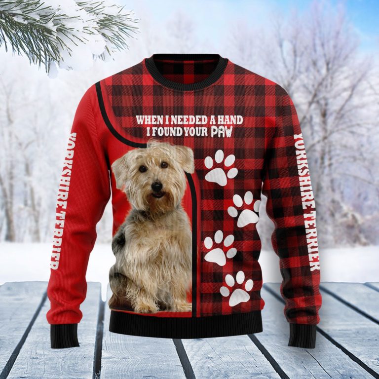 Yorkshire Terrier Paw Christmas Wool Sweater