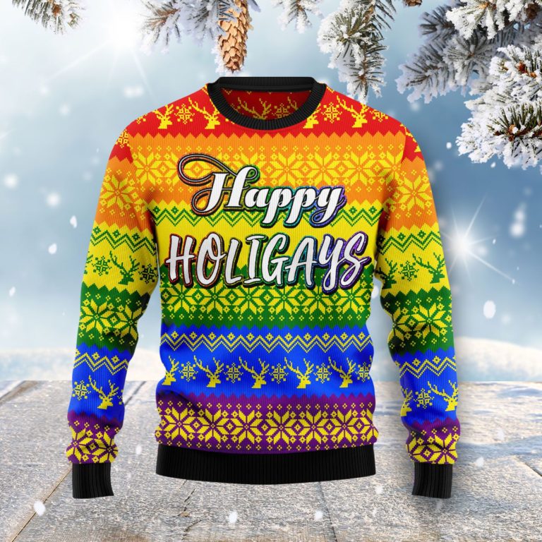 LGBT Gay Pride Happy Holigays Christmas Wool Sweater
