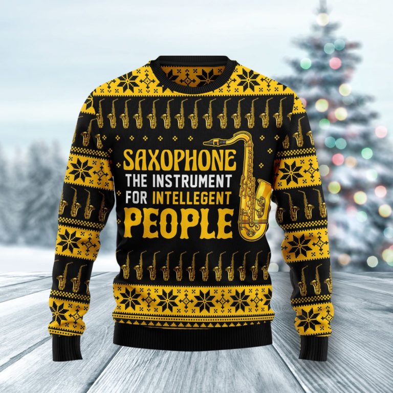 Saxophone The Instrument  For Intellegent People Christmas Wool Sweater