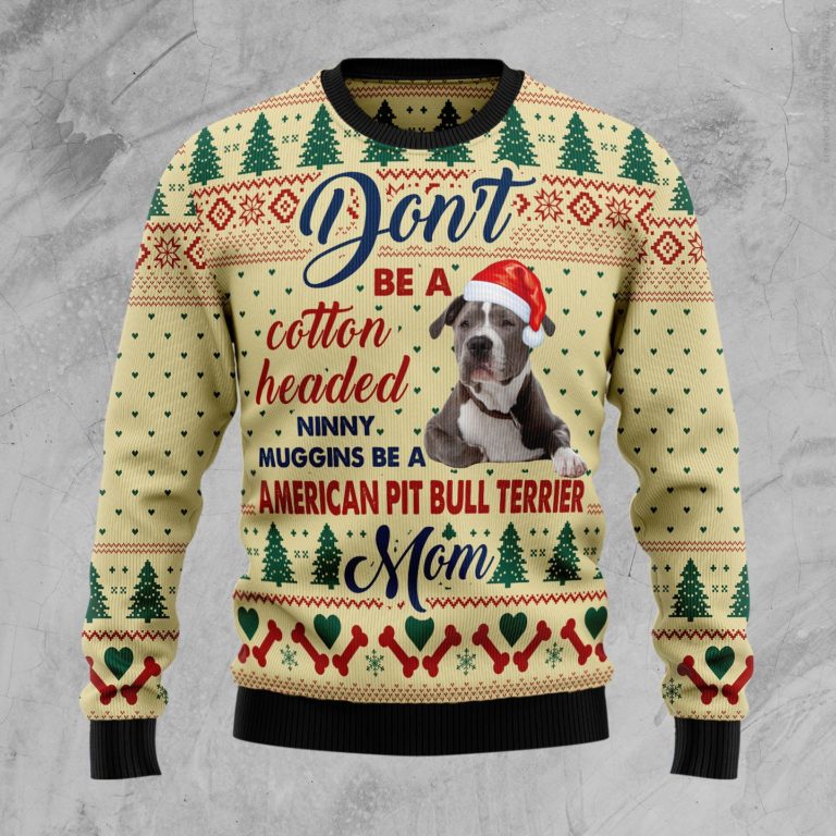 American Pit Bull Terrier Mom Christmas Wool Sweater