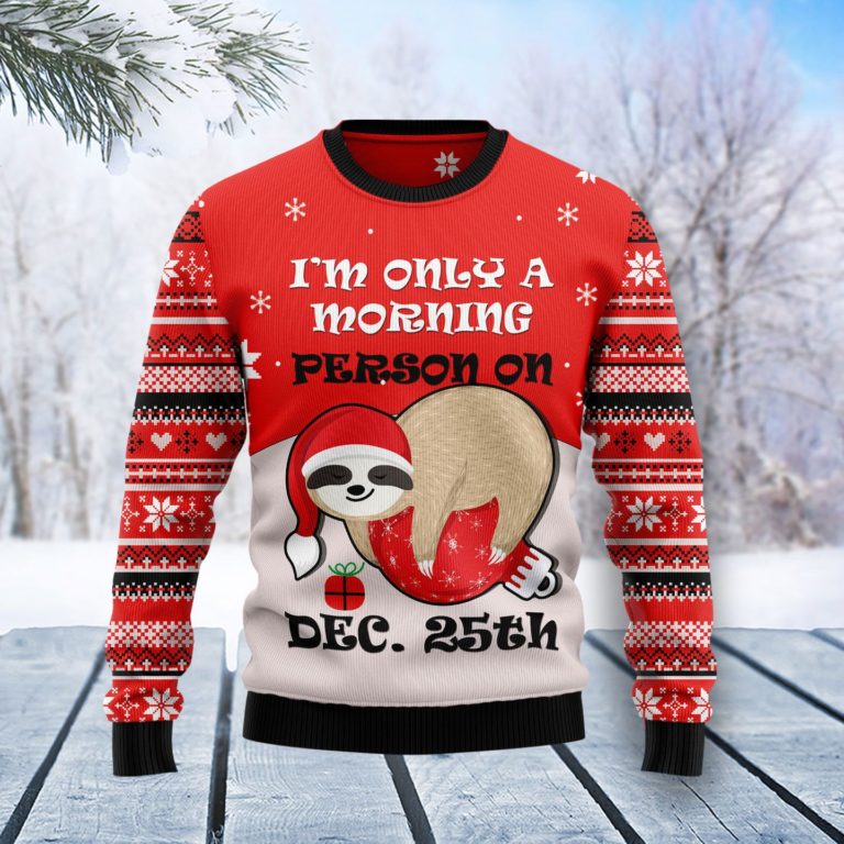 Sloth Morning Christmas Wool Sweater
