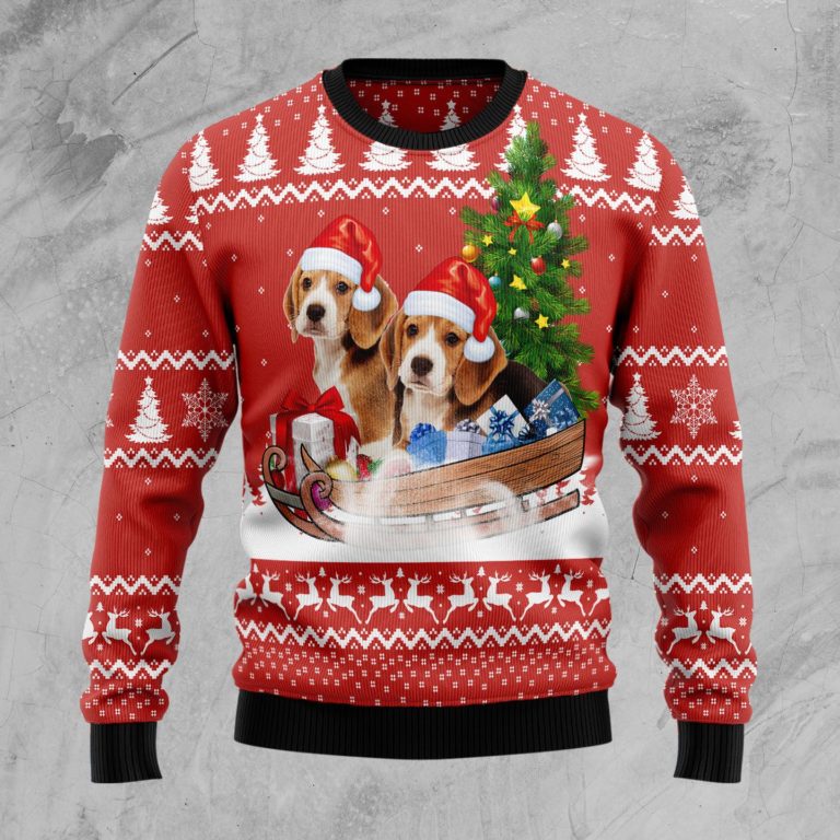 Beagle Dashing Christmas Wool Sweater