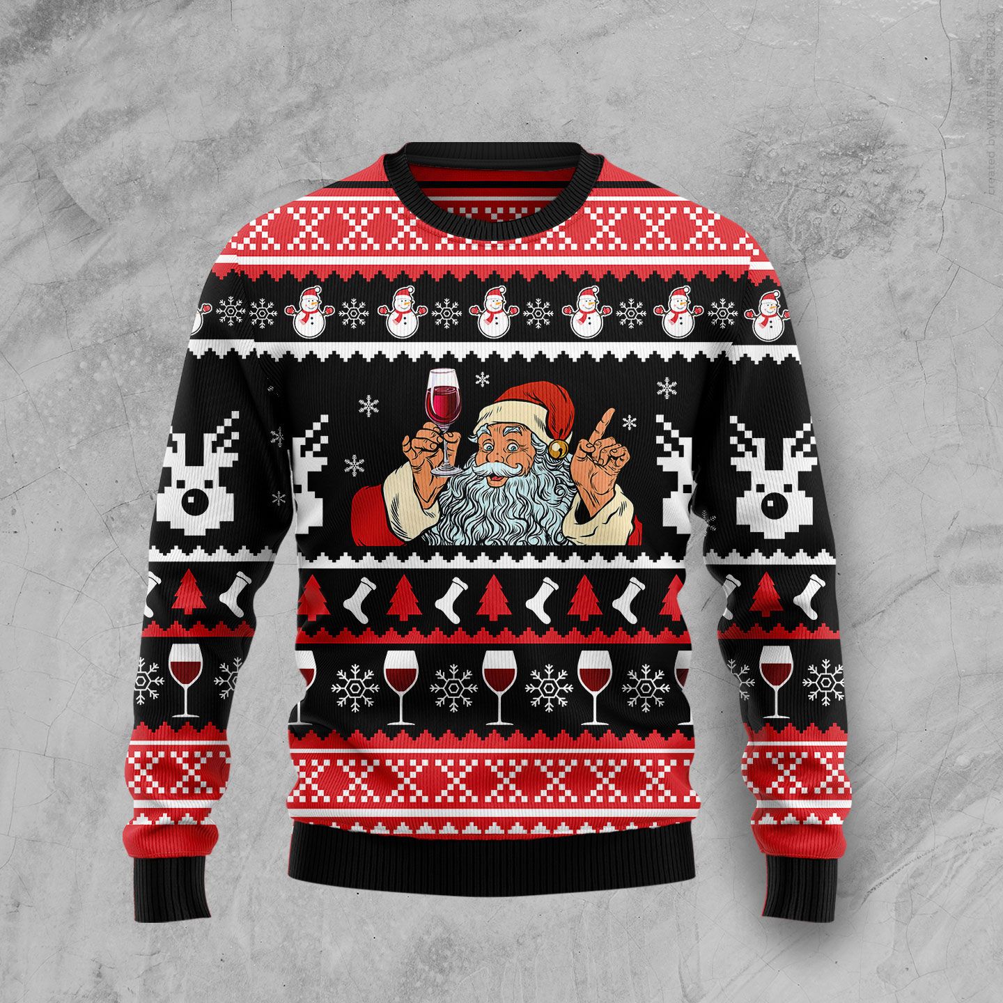 Red Wine Christmas Christmas Wool Sweater - RobinPlaceFabrics