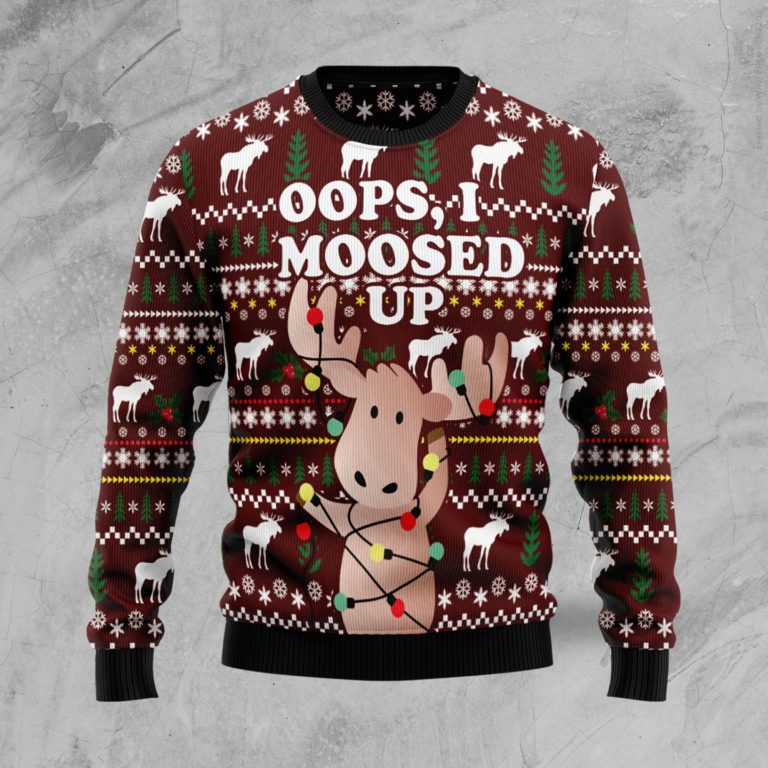 Oops, I Moosed Up Christmas Wool Sweater