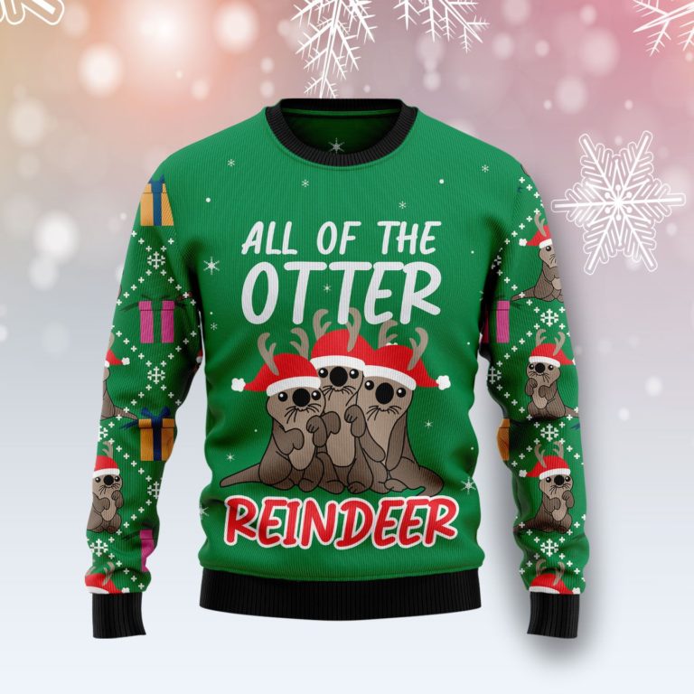 Otter Reindeer Christmas Wool Sweater