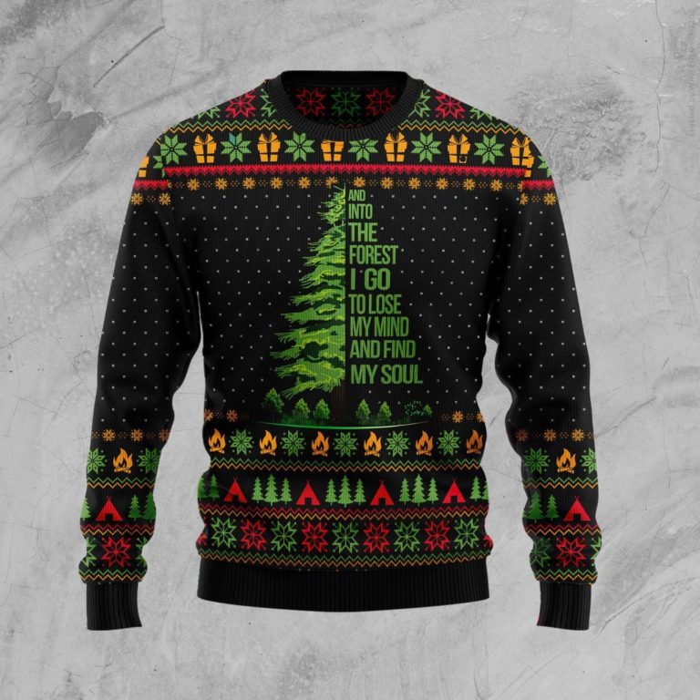 Into The Forest I Go Camping Christmas Wool Sweater