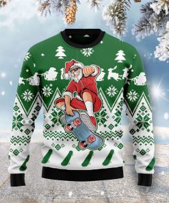 Santa Claus Skateboarding Christmas Wool Sweater