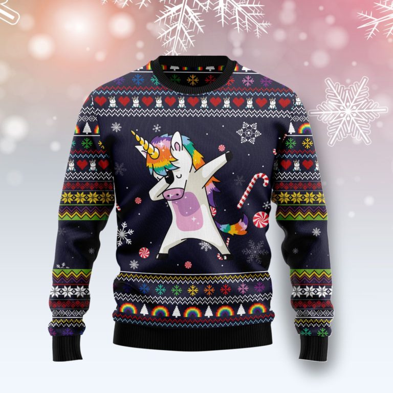 Unicorn Dab Christmas Wool Sweater