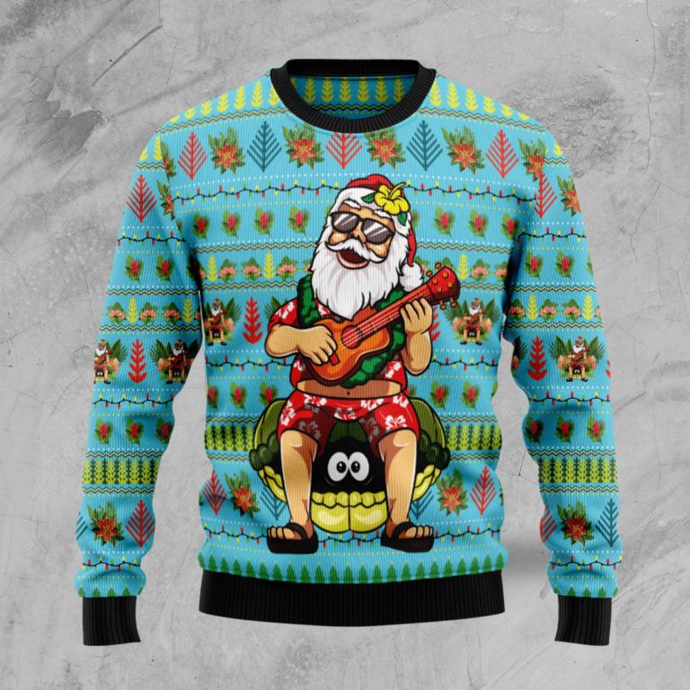Hawaiian Christmas Santa Claus Christmas Wool Sweater