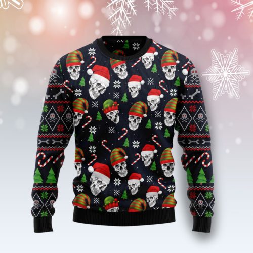 Skull Face Christmas Wool Sweater | RobinPlaceFabrics | Reviews on Judge.me