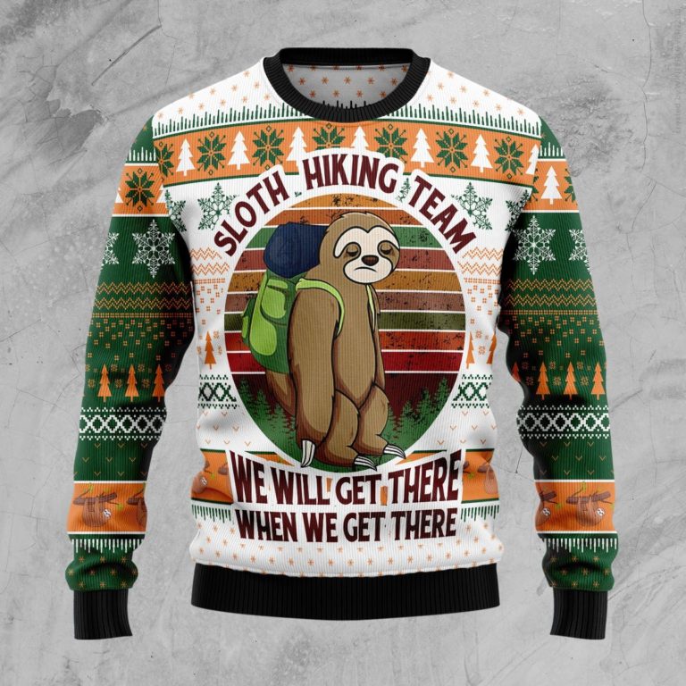 Sloth Hiking Team Christmas Wool Sweater