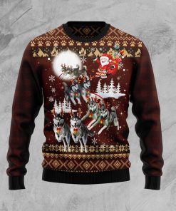 Siberian Husky Reindeers Car Christmas Wool Sweater