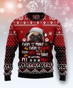 Pug Will Be Watching You Christmas Wool Sweater