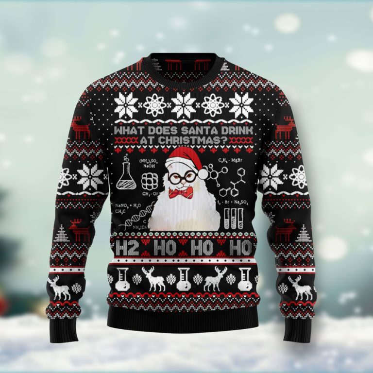 What Does Santa Drink At Christmas Christmas Wool Sweater