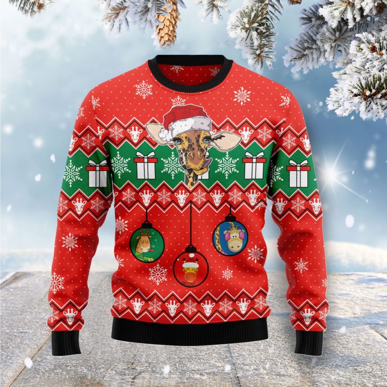 Lovely Giraffe Christmas Wool Sweater
