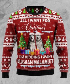 Alaskan Malamute Is All I Want For Xmas Christmas Wool Sweater Alaskan Malamute Is All I Want For Xmas Christmas Wool Sweater