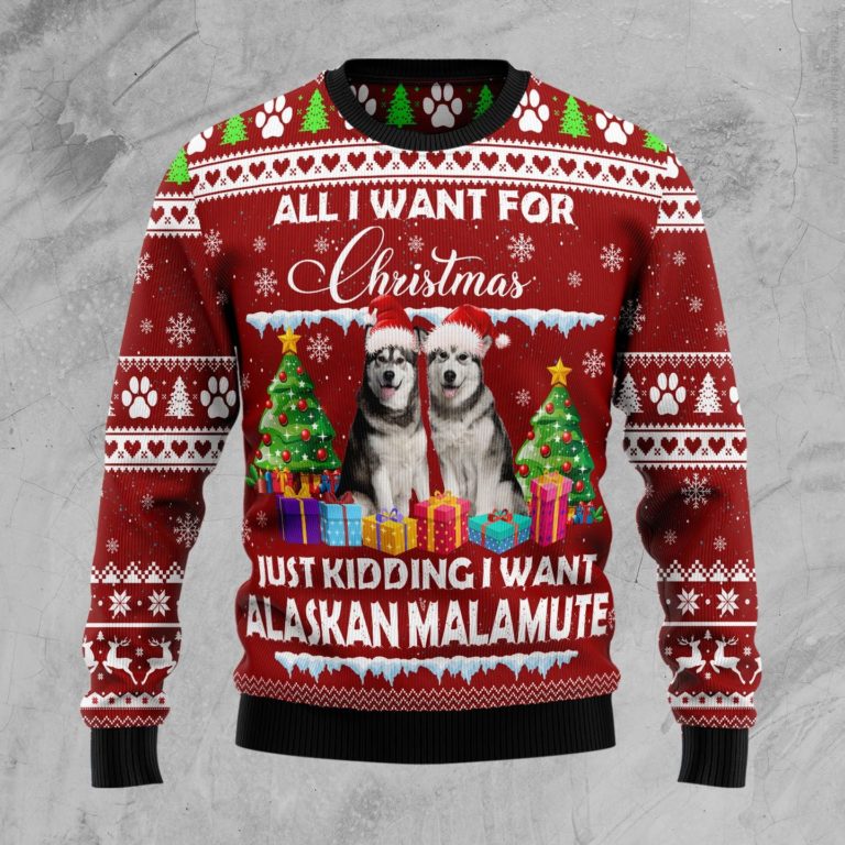 Alaskan Malamute Is All I Want For Xmas Christmas Wool Sweater
