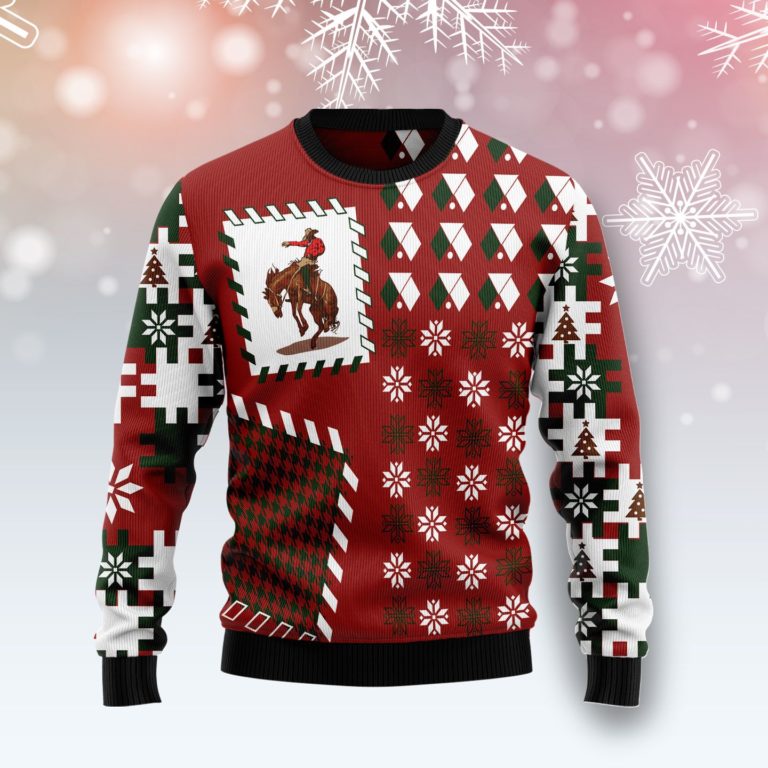 Awesome Cowboy Christmas Wool Sweater