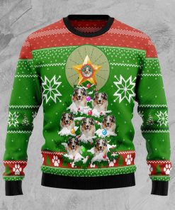 Australian Shepherd Pine Christmas Wool Sweater
