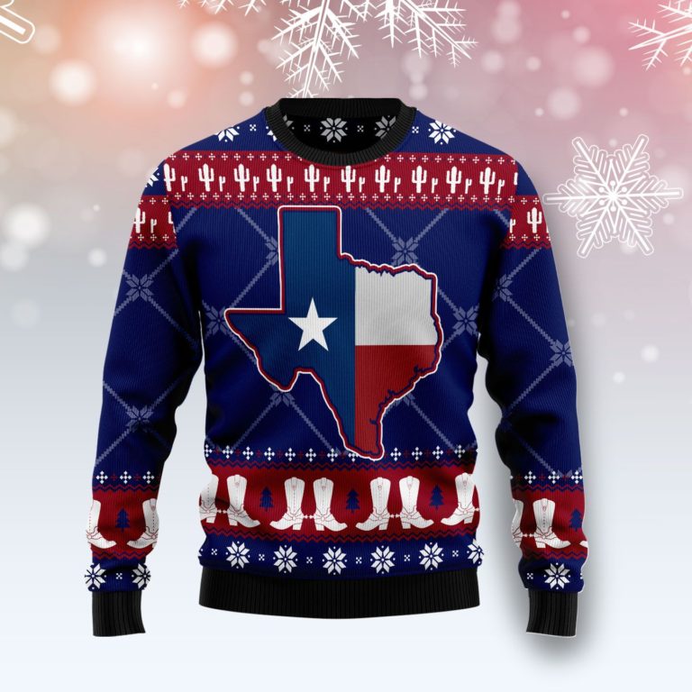 Texas Map Symbols Pattern Christmas Wool Sweater