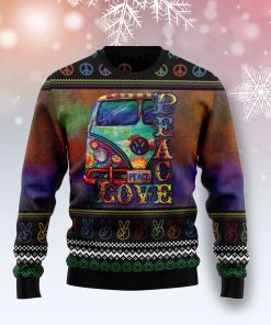 Hippie Peace Love Christmas Wool Sweater
