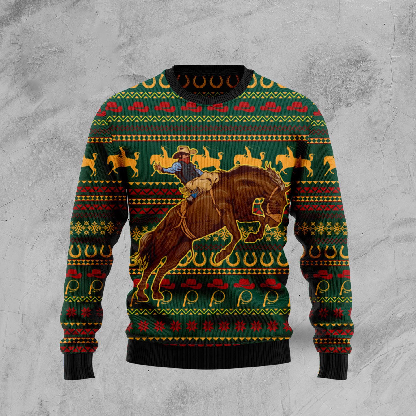 Amazing Cowboy Christmas Wool Sweater - RobinPlaceFabrics