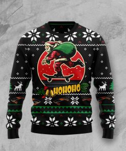 Santa Claus Skateboard Christmas Wool Sweater