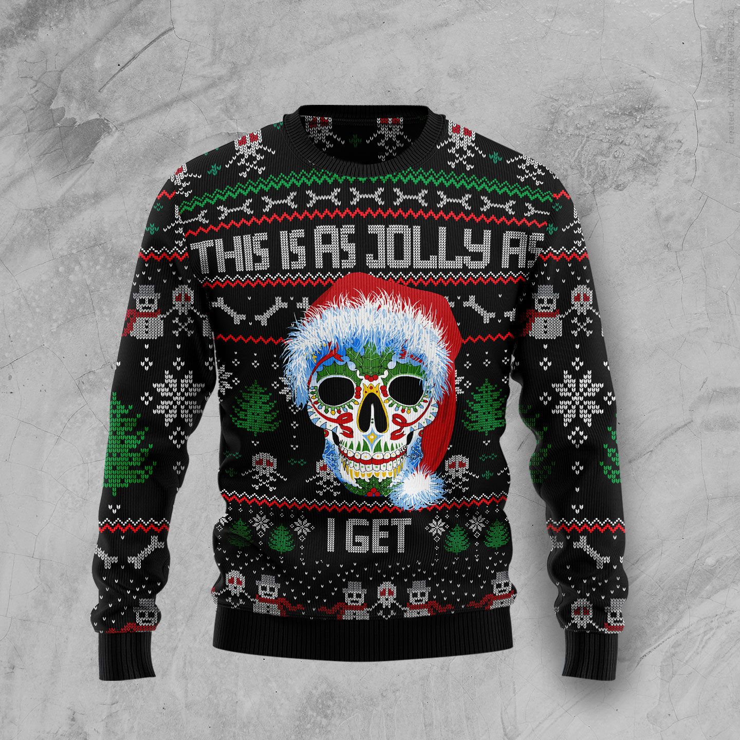 Sugar Skull Christmas Christmas Wool Sweater - RobinPlaceFabrics