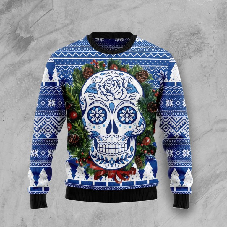 Awesome Sugar Skull Christmas Wool Sweater