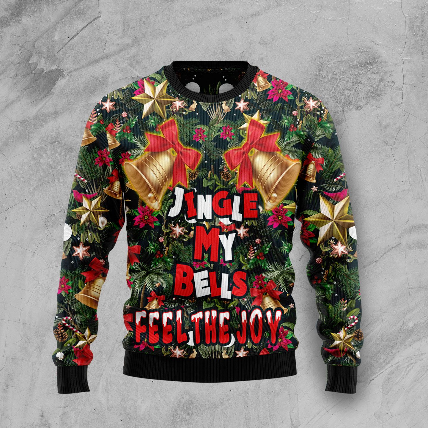 Jingle My Bells Feel The Joy Christmas Wool Sweater - RobinPlaceFabrics