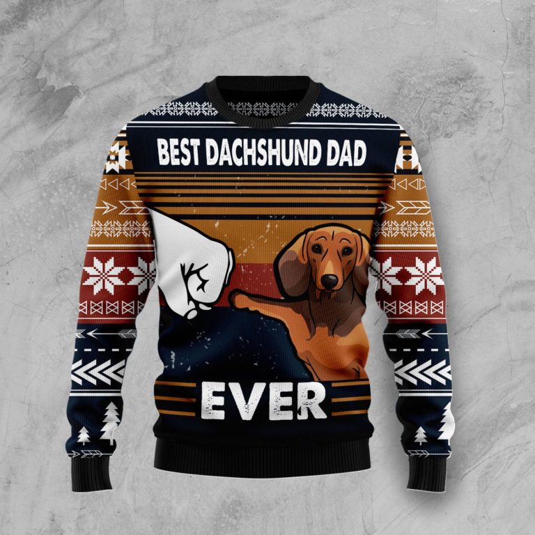 Best Dachshund Dad Ever Christmas Wool Sweater