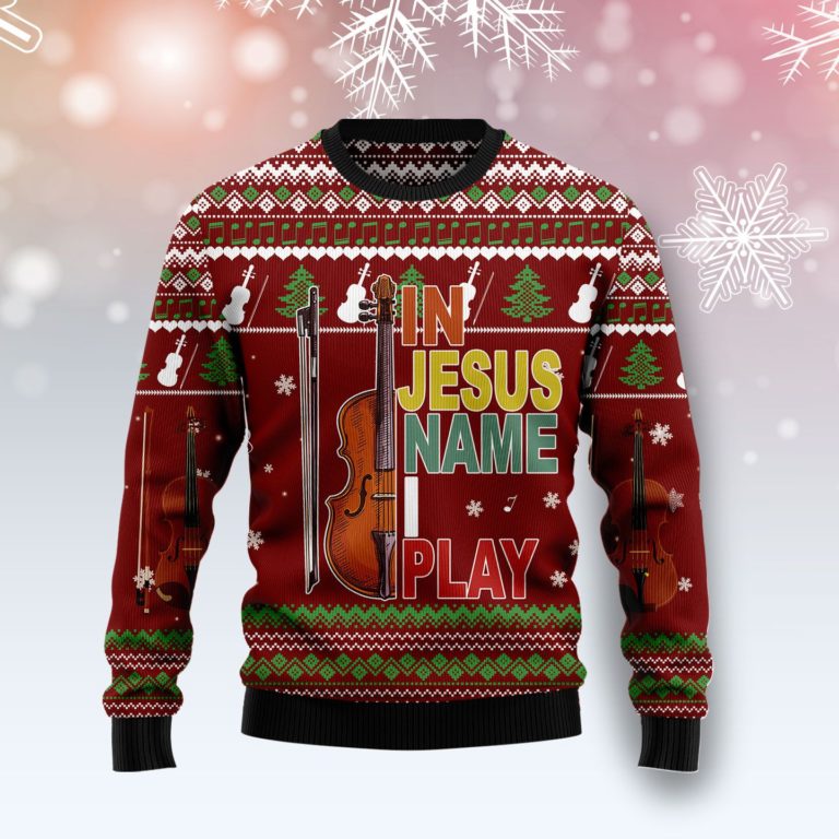 Violin I Play Christmas Wool Sweater