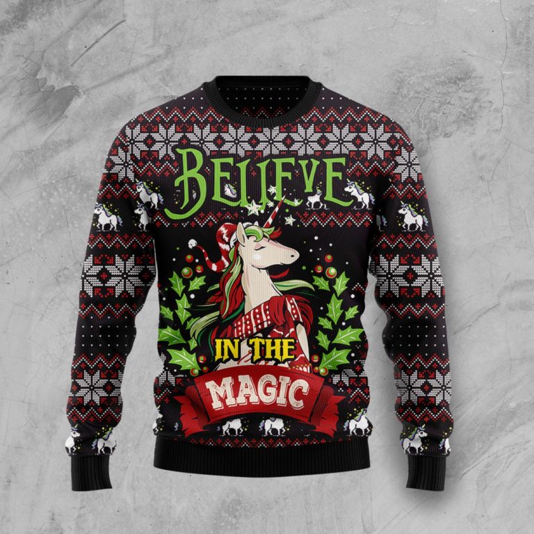 Unicorn Believe In The Magic Christmas Wool Sweater