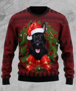 Scottish Terrier Wreath Christmas Wool Sweater