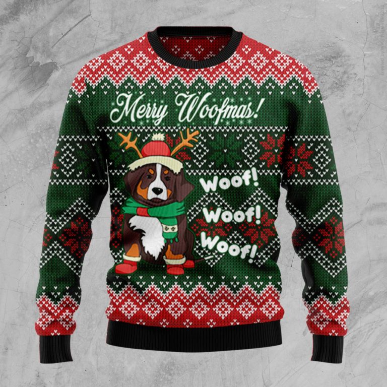 Bernese Mountain Dog Woofmas Christmas Wool Sweater