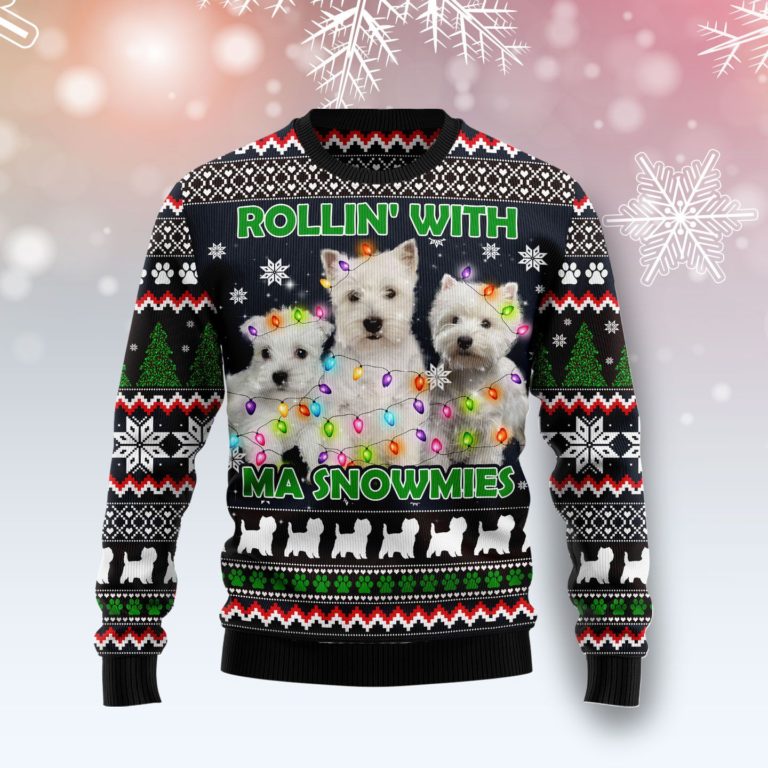 West Highland White Snowmies Christmas Wool Sweater