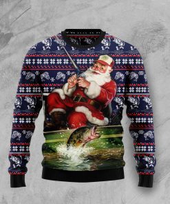 Santa Fishing Christmas Wool Sweater
