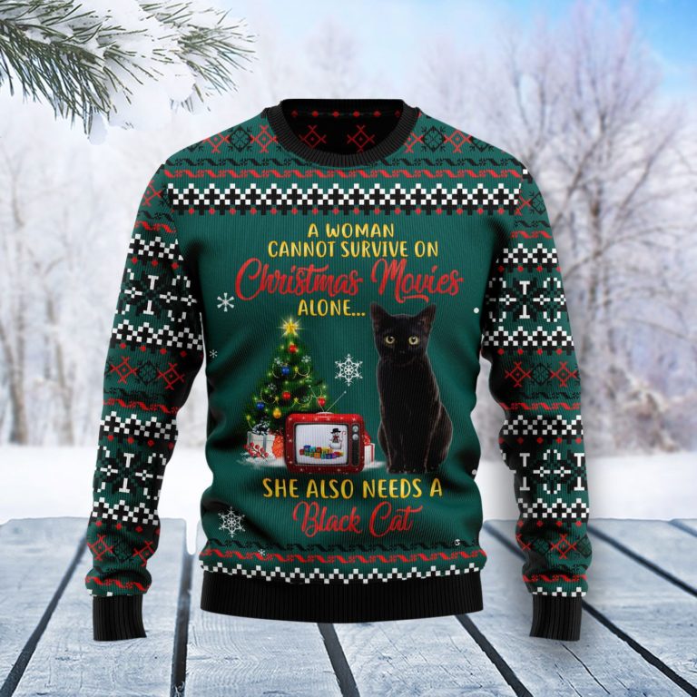 Black Cat Christmas Movie Christmas Wool Sweater